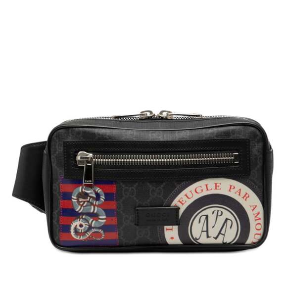 Gucci Courier Soft GG Supreme Body Bag Belt Waist 474293 Black and Multicol...